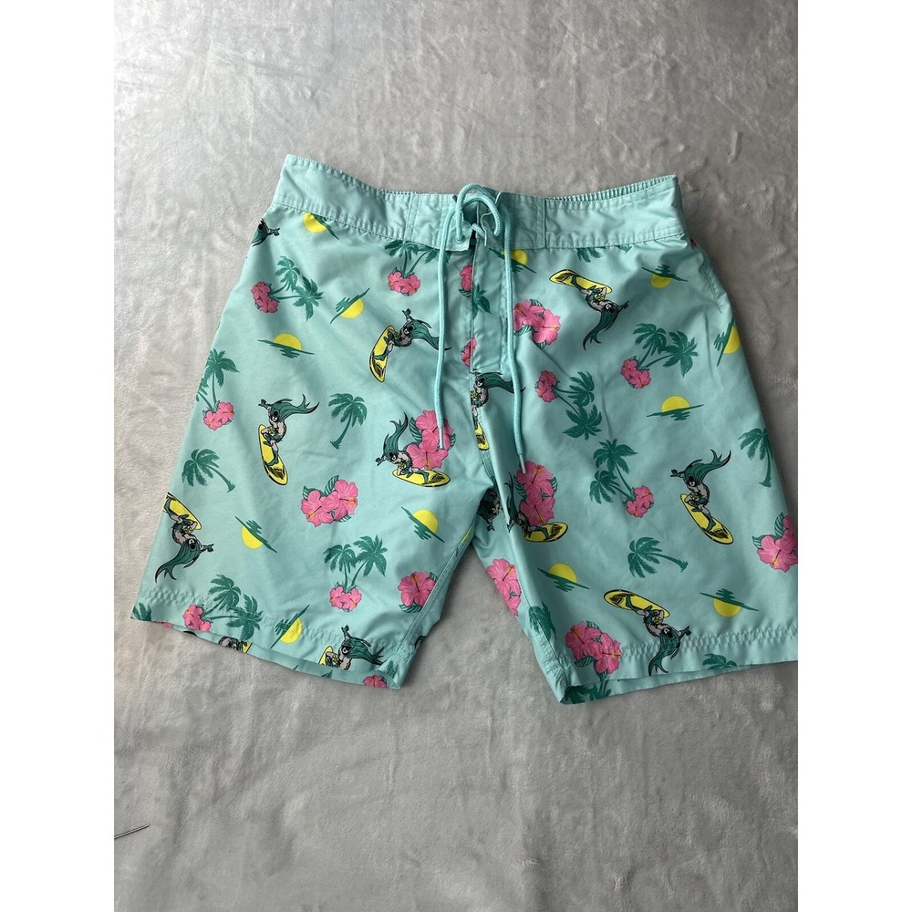BATMAN DC Swim Short Men Medium Turquoise Batman Surfing Print Back Pocket Surf